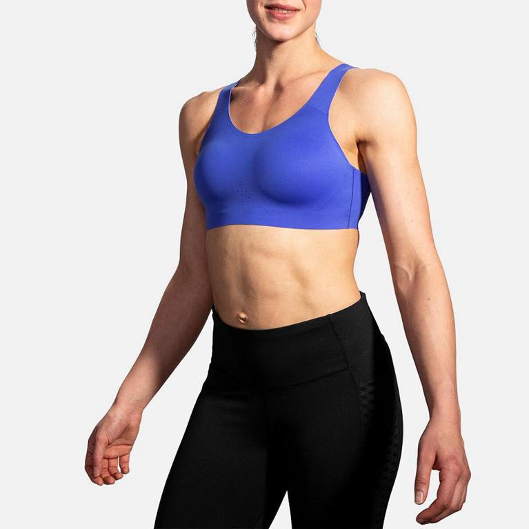 Brooks Dare Scoopback Run Running Bra - Women's - Blue (94863-MRJH)